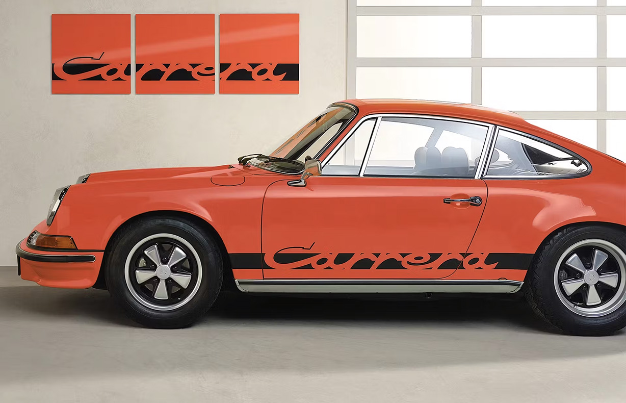 Carrera RS Wall Mural – Orange w/Black : Suncoast Porsche Parts